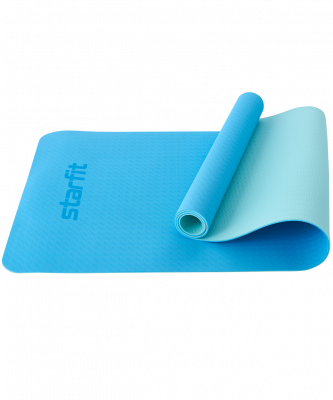 Коврик для йоги и фитнеса Starfit FM-201, TPE, 173x61x0,5 см, синий пастель/мятный