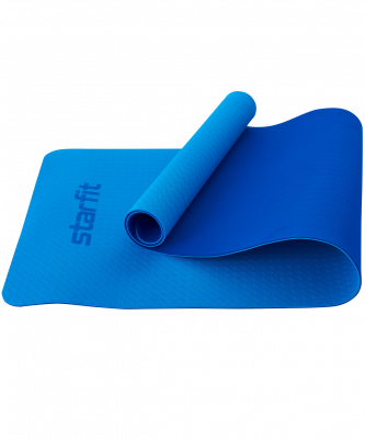 Коврик для йоги и фитнеса Starfit FM-201, TPE, 173x61x0,6 см, синий/темно-синий