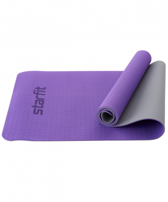Коврик для йоги и фитнеса Starfit FM-201, TPE, 173x61x0,5 см, фиолетовый/серый