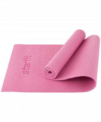 Коврик для йоги и фитнеса Starfit FM-101, PVC, 173x61x0,8 см, розовый пастель