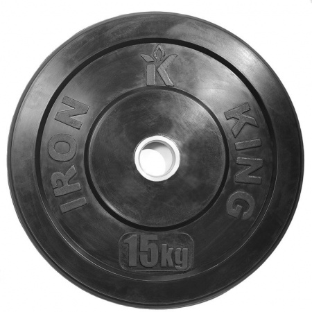 Диск бамперный Iron King для кроссфита 15 кг (51 мм, черный)