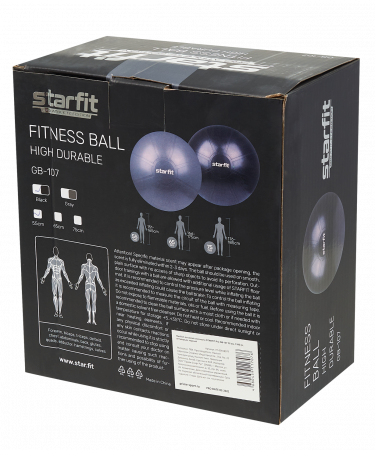 Фитбол высокой плотности Starfit GB-107 антивзрыв, 1100 гр, черный, 55 см
