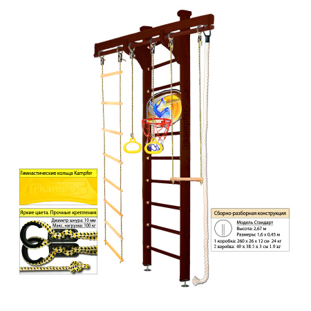 Шведская стенка Kampfer Wooden Ladder Ceiling Basketball Shield (Высота 3 м)