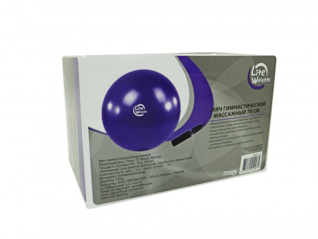 Мяч гимнастический + массажный Lite Weights BB010-30 (75см, с насосом, фиолетовый)