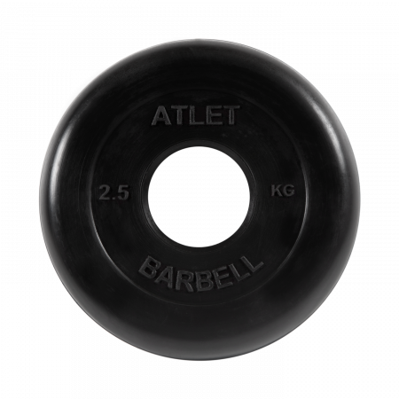 Диск обрезиненный Barbell Атлет 2,5 кг (51 мм, черный)