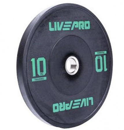 Диск бампированный Livepro Black Rubber Bumper Plate 10 кг (51 мм, черный)