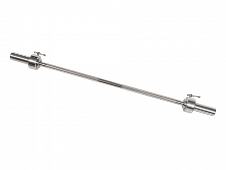 Гриф для штанги MB Barbell прямой хромированный (длина 1250 мм, диаметр 50 мм, нагрузка до 150 кг), замок с ломающимся стопором