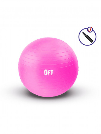 Гимнастический мяч Original FitTools 55 см фуксия с насосом