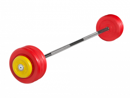 Штанга неразборная MB Barbell 37,5 кг с грифом 25 мм, обрезиненные цветные диски