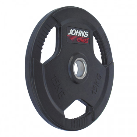 Диск обрезиненный Johns с тройным хватом 15 кг (51 мм, черный)