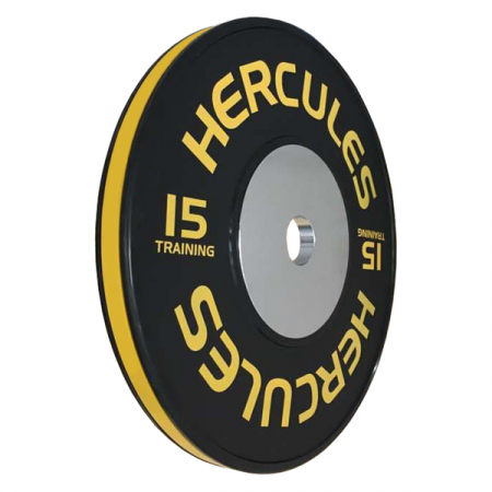 Диск тяжелоатлетический DHS Hercules тренировочный 15 кг (51 мм, черно-желтый)