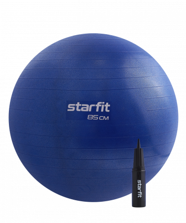 Фитбол StarFit GB-109 антивзрыв, 1500 гр, с ручным насосом, темно-синий, 85 см