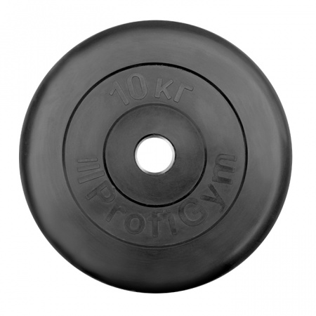 Диск обрезиненный Profigym тренировочный 10 кг (26 мм, черный)