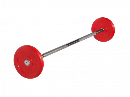 Штанга неразборная MB Barbell 15 кг с грифом 25 мм, обрезиненные цветные диски