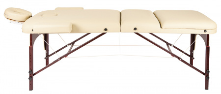 Массажный стол Atlas Sport 70 см LUX (с memory foam) складной 3-с деревянный (бежевый)