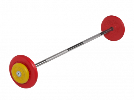 Штанга неразборная MB Barbell 17,5 кг с грифом 25 мм, обрезиненные цветные диски