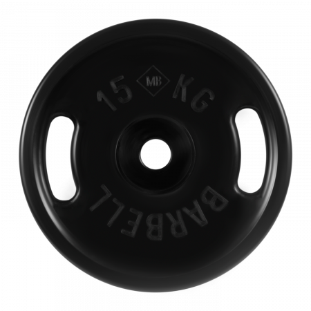 Диск обрезиненный с ручками Barbell Евро-классик 15 кг (51 мм, черный)
