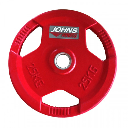 Диск обрезиненный Johns с тройным хватом 25 кг (51 мм, красный)