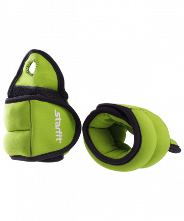Утяжелители Starfit WT-201 для рук Эргономичные, 1 кг x 2, зеленый/черный