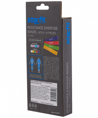 Фитнес-резинки Starfit ES-203 латекс, комплект пастель, 4 шт, эспандеры