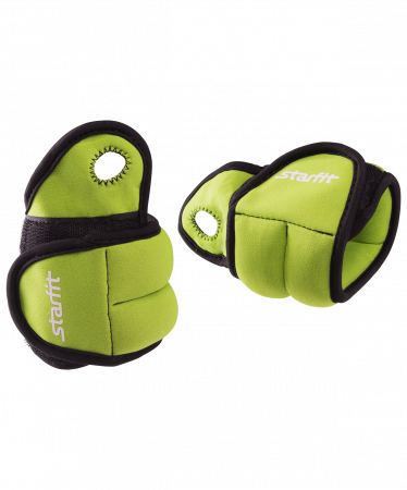 Утяжелители Starfit WT-201 для рук Эргономичные, 0,75 кг x 2, зеленый/черный