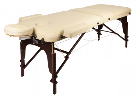 Массажный стол Atlas Sport 70 см LUX (с memory foam) складной 3-с деревянный (бежевый)