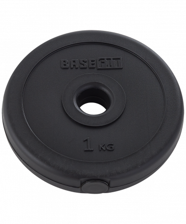 Диск пластиковый BaseFit 1 кг (26 мм, черный)