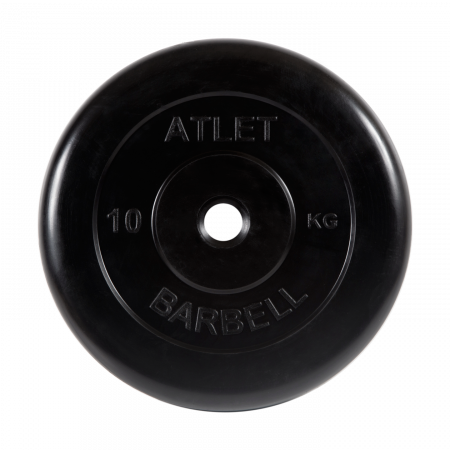 Диск обрезиненный Barbell Атлет 10 кг (26 мм, черный)