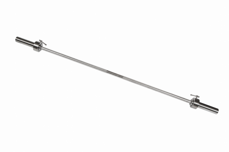 Гриф для штанги MB Barbell прямой хромированный (длина 1850 мм, диаметр 50 мм, нагрузка до 150 кг), замок с ломающимся стопором