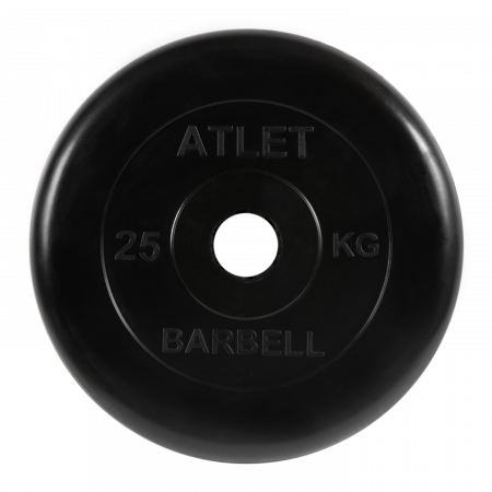 Диск обрезиненный Barbell Атлет 25 кг (51 мм, черный)