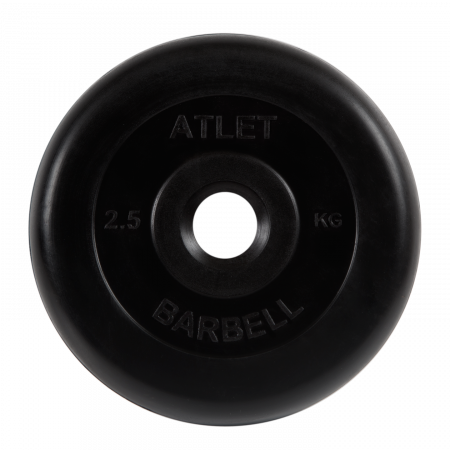 Диск обрезиненный Barbell Атлет 2,5 кг (26 мм, черный)