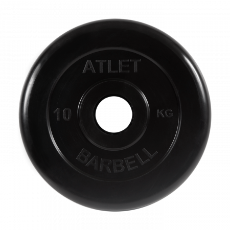 Диск обрезиненный Barbell Атлет 10 кг (51 мм, черный)