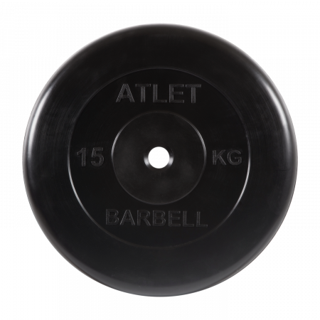 Диск обрезиненный Barbell Атлет 15 кг (31 мм, черный)