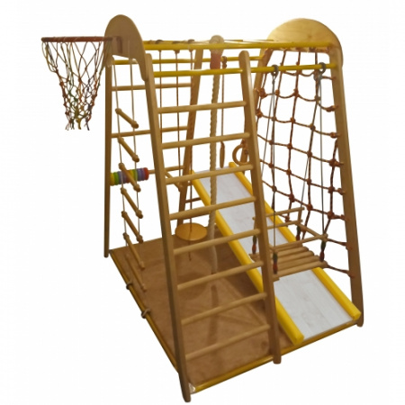 Детский спортивный комплекс Весёлый малыш WOOD горка с мягкими бортиками