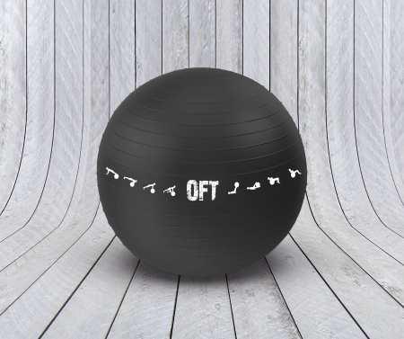 Гимнастический мяч Original FitTools 75 см для коммерческого использования черный с насосом