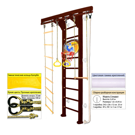 Шведская стенка Kampfer Wooden Ladder Wall Basketball Shield (Высота 3 м)