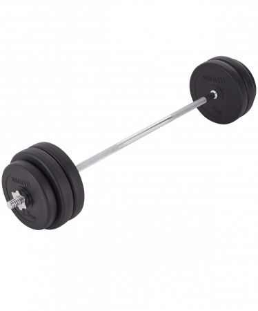 Штанга прямая BaseFit 30 кг, с грифом 26 мм, длиной 1,2 м, пластиковые диски
