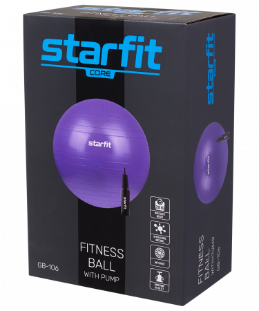 Фитбол StarFit GB-106 антивзрыв, 900 гр, с ручным насосом, зеленый, 55 см