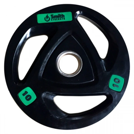 Диск для штанги Smith c 3-м хватом, обрезиненный, 10 кг