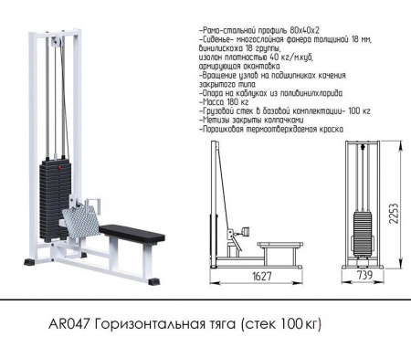 Горизонтальная тяга (стек 100кг)