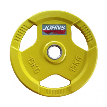 Диск обрезиненный Johns с тройным хватом 15 кг (51 мм, желтый)