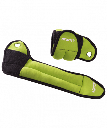 Утяжелители Starfit WT-201 для рук Эргономичные, 0,75 кг x 2, зеленый/черный
