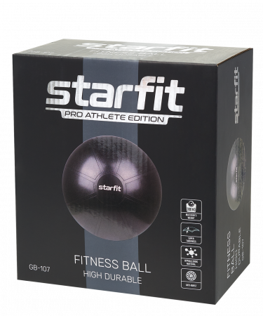 Фитбол высокой плотности Starfit GB-107 антивзрыв, 1100 гр, черный, 55 см