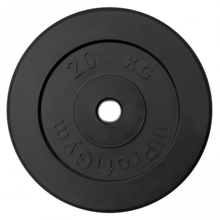 Диск обрезиненный Profigym тренировочный 20 кг (26 мм, черный)