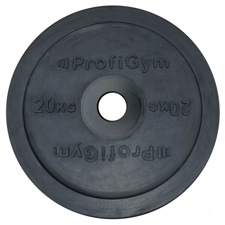 Диск обрезиненный Profigym олимпийский 20 кг (51 мм, черный)