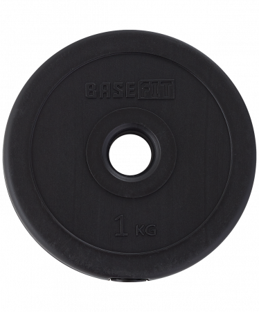 Диск пластиковый BaseFit 1 кг (26 мм, черный)