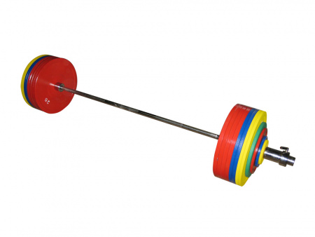 Штанга для пауэрлифтинга Profigym 402,5 кг цветные диски