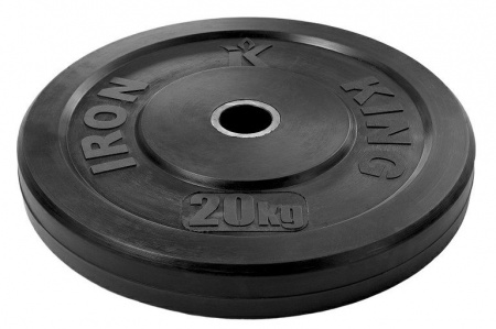 Диск бамперный Iron King для кроссфита 20 кг (51 мм, черный)