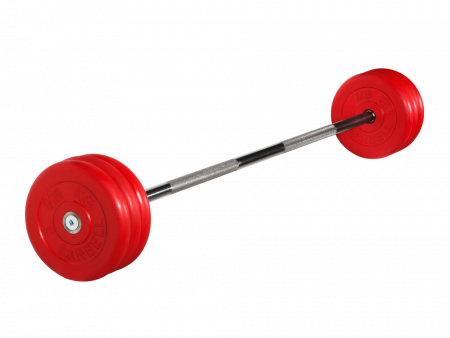 Штанга неразборная MB Barbell 35 кг с грифом 25 мм, обрезиненные цветные диски
