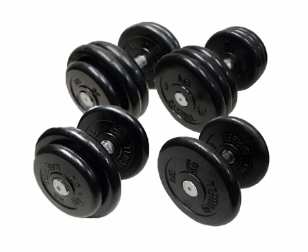 Гантельный ряд MB Barbell от 3,5 кг до 38,5 кг.